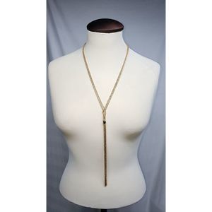 Gold braided twist with tassel necklace